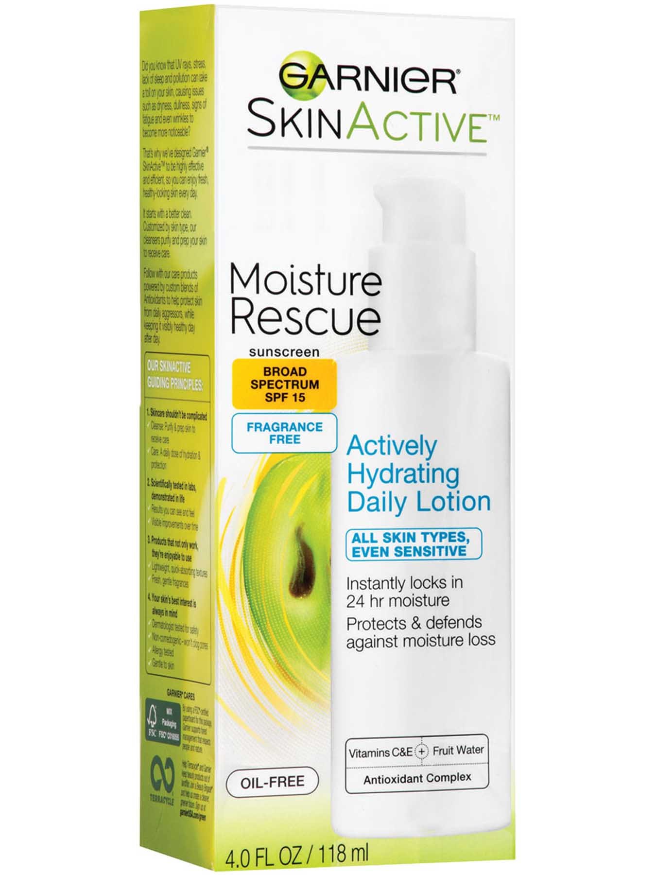 Moisture Rescue Broad Spectrum SPF 15, Fragrance Free, Actively Hydrating Daily Lotion.